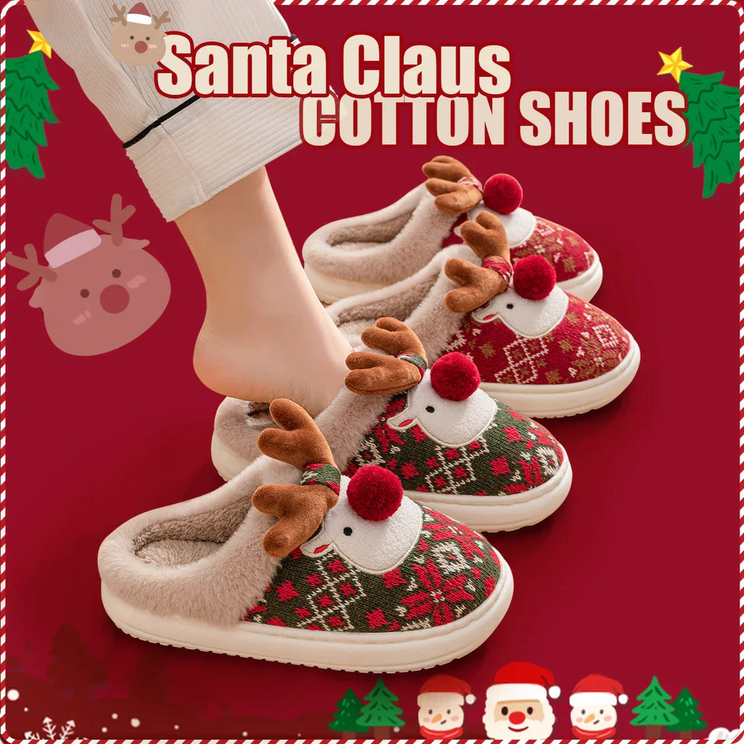CosyRein | Chaussons d'hiver pour femmes | Design mignon de renne | Doux & antidérapant | Doublure en coton