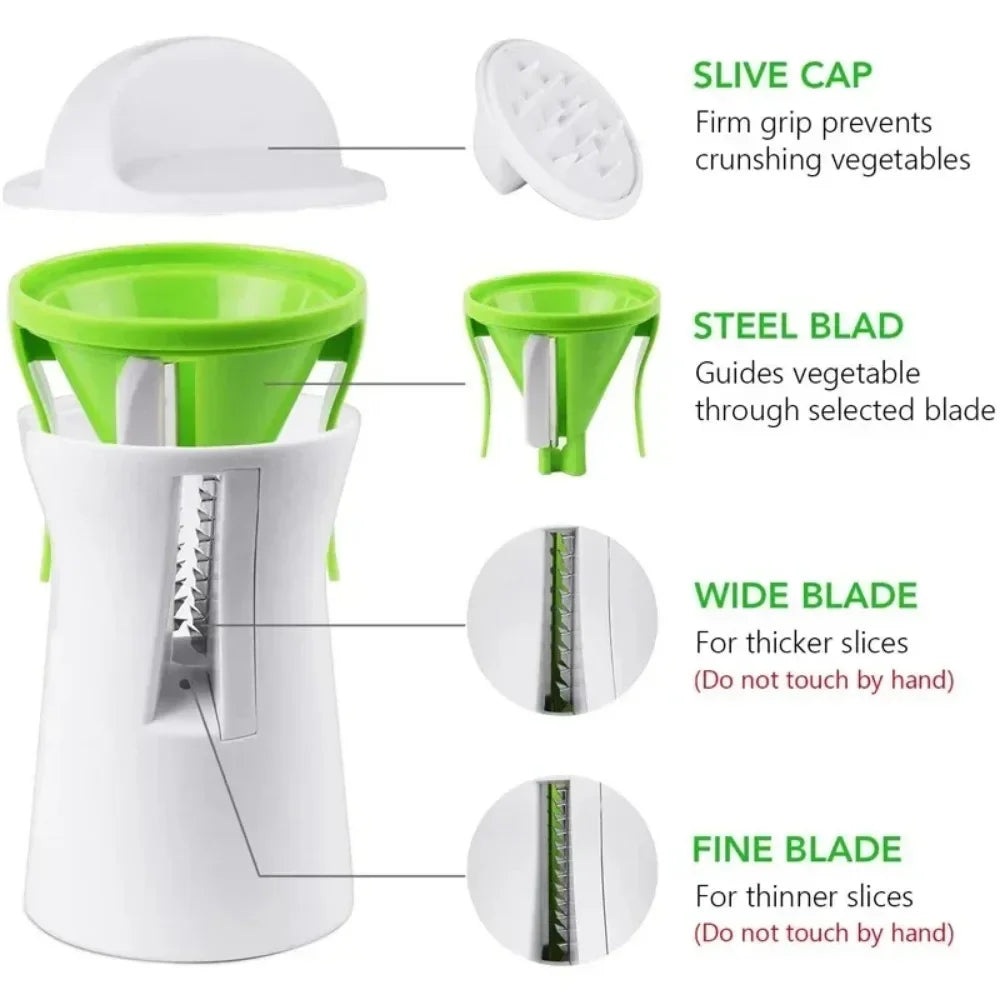 VeggiTwist Spiralschneider | Pour légumes & fromage | Manuel & compact | Acier inoxydable & plastique sans BPA