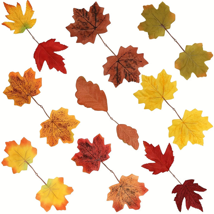 TwinLeaf | Ensemble de 10 Feuilles d'Érable Artificielles | Décoration d'Automne pour Halloween, Mariage & Thanksgiving