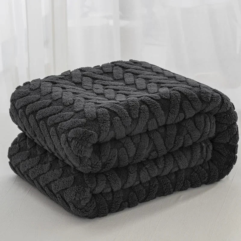 Couverture en Fleece Jacquard CozyWeave | Simple & Double Face | Doux Fleece Tafu & Shu en Coton | Pour l'Automne & l'Hiver