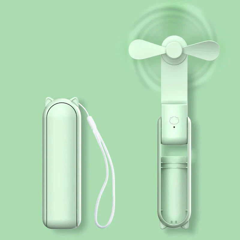 Mini Ventilateur à Main Breezella | Rechargeable USB | 3 Vitesses | Pliable & Fonction Powerbank | Batterie 2000 mAh