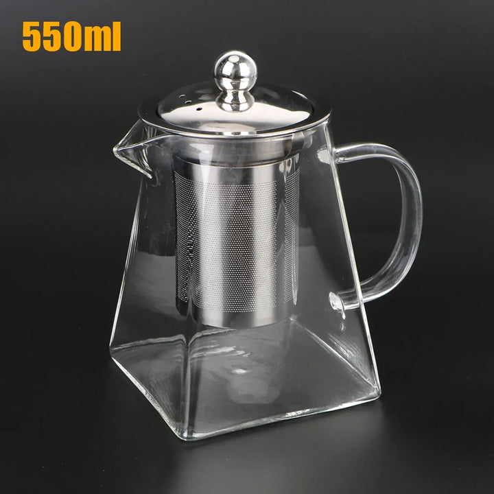 Teavora Théière en verre avec filtre en acier inoxydable | Résistante à la chaleur & Lavable au lave-vaisselle | Pour thé en vrac & fleurs de thé | 550/750/950 ml