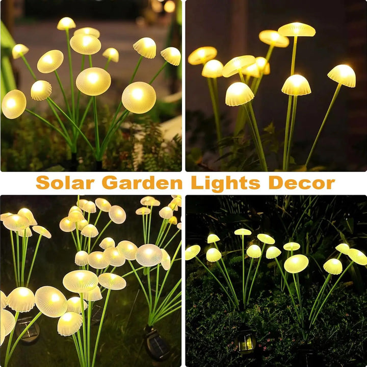 GlowPilz Lampe de jardin solaire 6 LEDs | Design méduse & champignon | Pour jardin, terrasse & espaces extérieurs