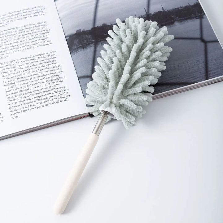 DUSTELLA Duster télescopique | Extensible jusqu'à 80 cm | Microfibre chenille & poignée en acier inoxydable – Pour plafonds, meubles et coins