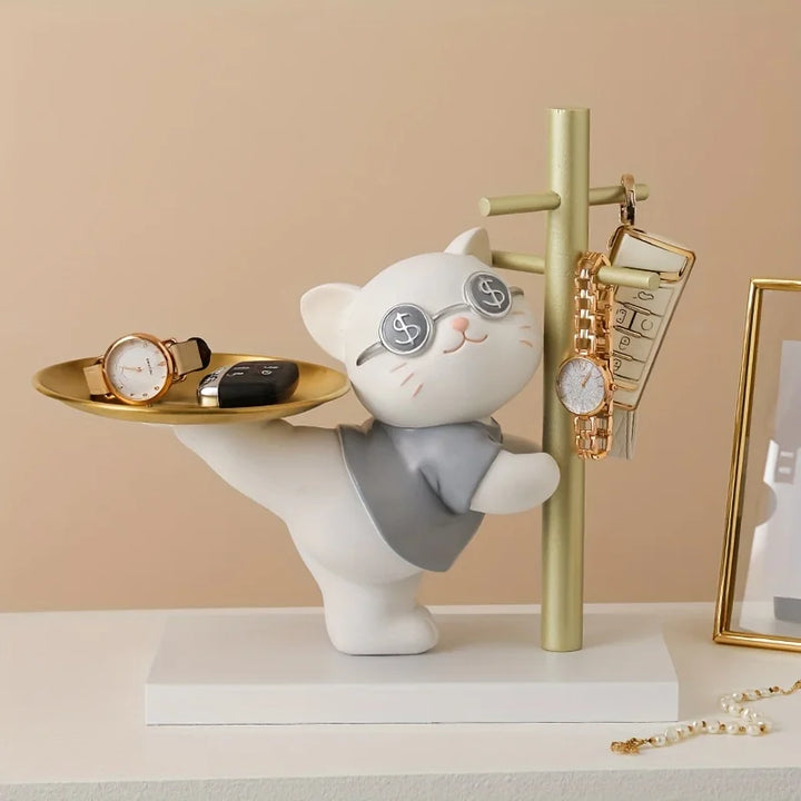 Charmoko Déco de rangement avec porte-bonheur | LuckyCat & LuckyRabbit | Support à bijoux & clés | Accessoires de maison élégants