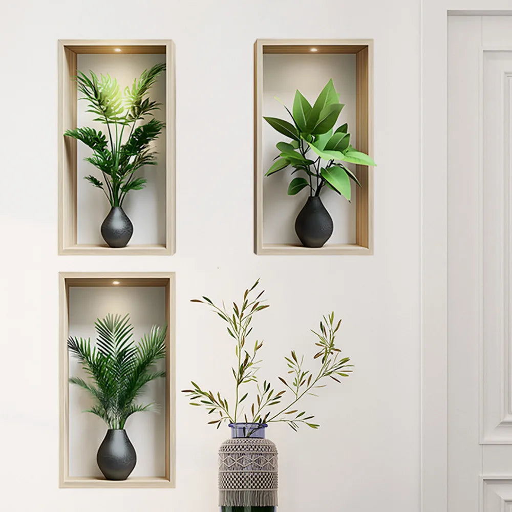 Autocollant mural Verdelis | Motif de plantes d'intérieur | Amovible et réutilisable | Vinyle