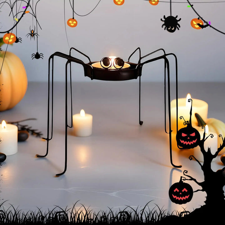 Arachnis | Bougeoirs Halloween en forme d'araignée | Support pour bougies chauffe-plat | 14×11 cm | Fer