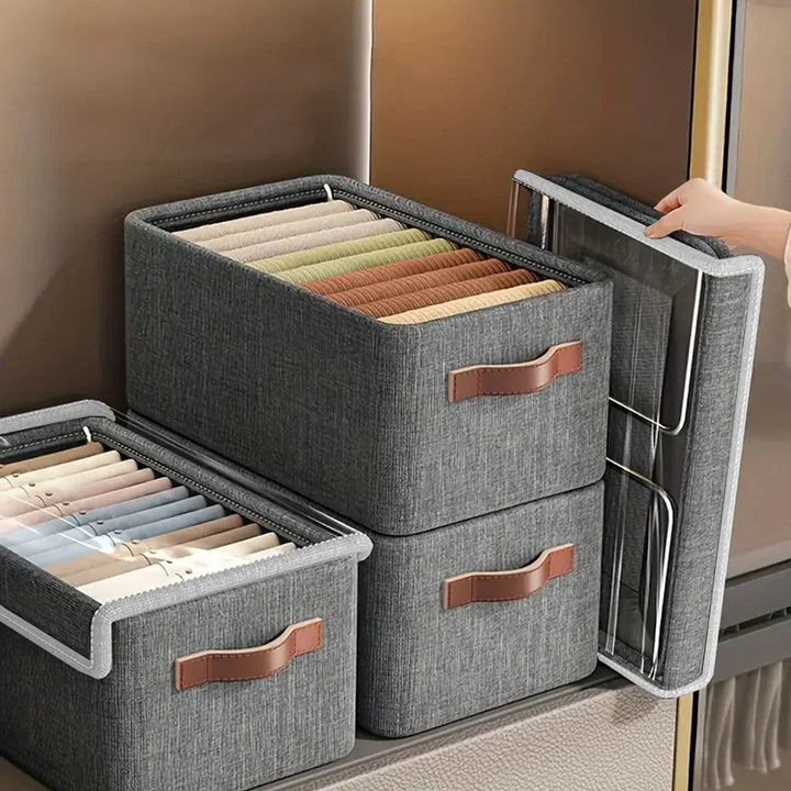 Boîte de rangement avec couvercle | Empilable | Avec poignée | 47x28x20 cm