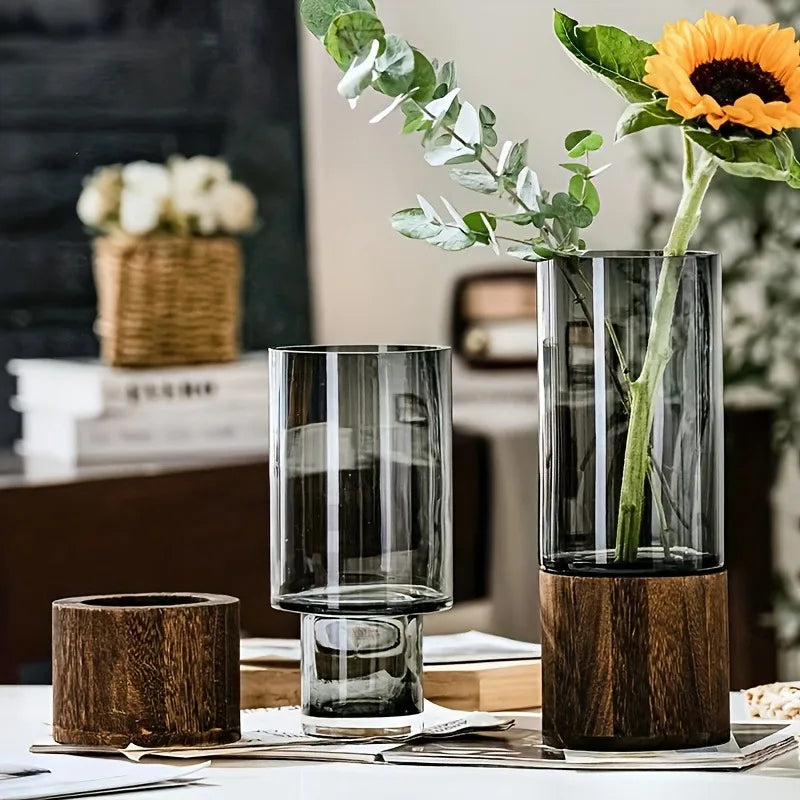 Vase en verre VetroLuxe | Design Rétro | Fait à la main & Élégant | Pour fleurs & Décoration de table