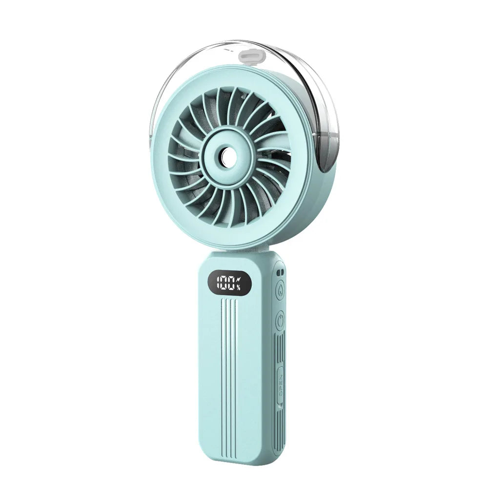 Mini-Ventilateur Breezora Pro | Pliable & Portable | Avec Fonction Spray & Chargement USB | Pour Main, Bureau & Collier
