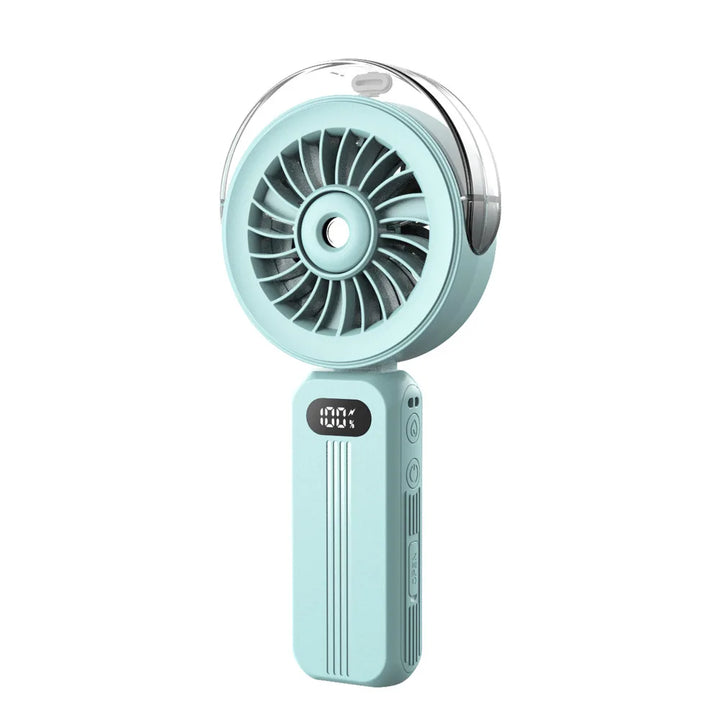 Mini-Ventilateur Breezora Pro | Pliable & Portable | Avec Fonction Spray & Chargement USB | Pour Main, Bureau & Collier
