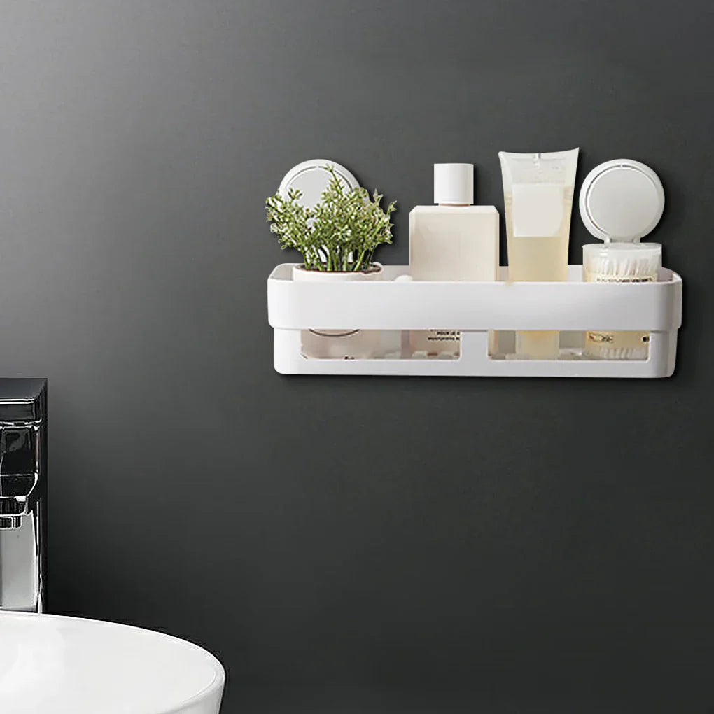 HydraFix DrainRack Étagère Murale Salle de Bain & Cuisine | Sans Perçage | Ventouse Forte & Orifices de Drainage | Capacité de Charge de 2 kg