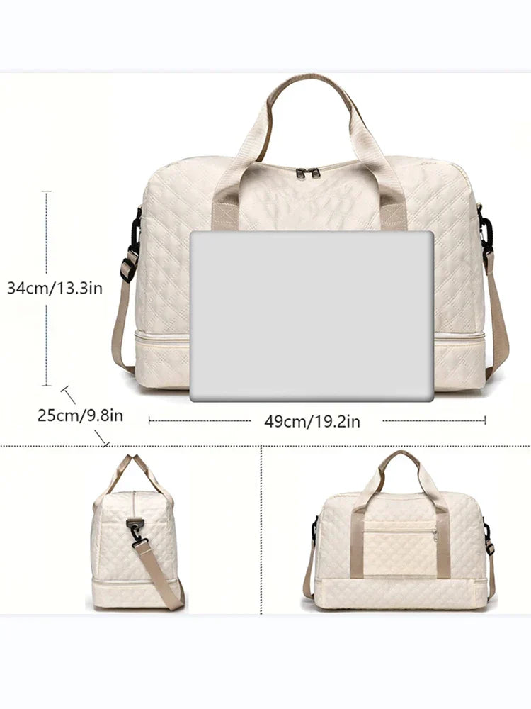 Raumio TravelFlex Sac de voyage léger avec motif en losange | Grand sac de sport et de week-end avec compartiment à chaussures et compartiment humide | Adapté aux bagages à main et pliable