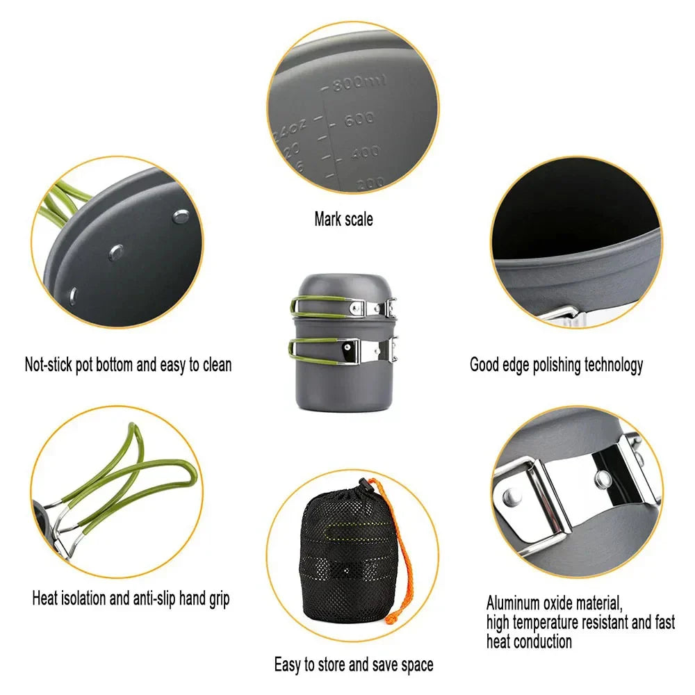 Trailvore CookLite Camping Set de Cuisine | Léger & Pliable | Casserole avec Couvercle | Inclus : Sac de Transport | Pour Randonnée, Trekking & Activités de Plein Air