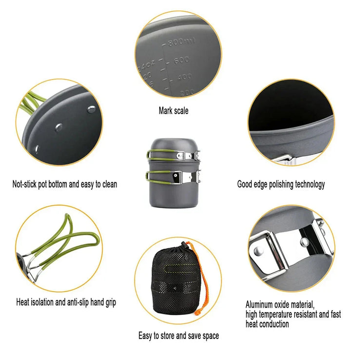 Trailvore CookLite Camping Set de Cuisine | Léger & Pliable | Casserole avec Couvercle | Inclus : Sac de Transport | Pour Randonnée, Trekking & Activités de Plein Air
