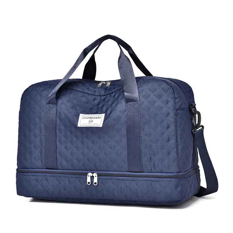 Raumio TravelFlex Sac de voyage léger avec motif en losange | Grand sac de sport et de week-end avec compartiment à chaussures et compartiment humide | Adapté aux bagages à main et pliable
