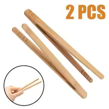 Pinces en bambou Naturora Grip18 | Ensemble de 2 pinces de cuisine en bois | 18 cm | Idéal pour le pain grillé, le bacon, la glace et le thé – résistant à la chaleur et durable