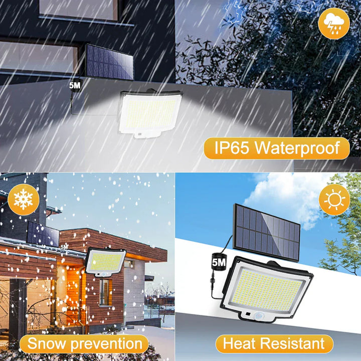 Lampe Solaire Murale LumoGuard 318LED | Détecteur de mouvement & 3 modes d'éclairage | Étanche IP65 pour jardin, terrasse & clôture