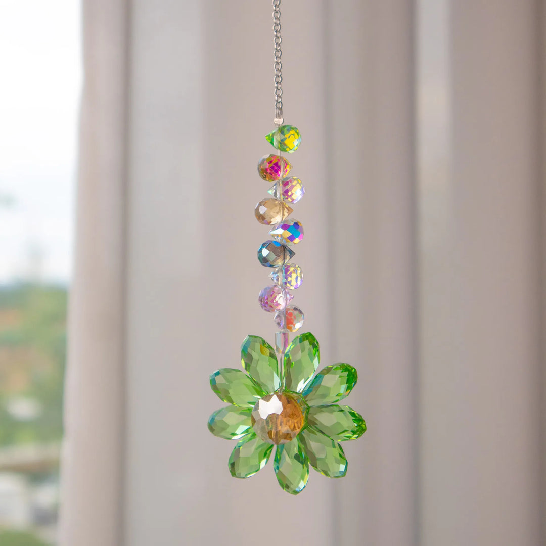 Attrape-lumière Kristall-Suncatcher LumiMargarita | Attrapeur de pluie K9-Daisy | Décoration de fenêtre et de jardin | 32 cm | Idée cadeau pour la maison