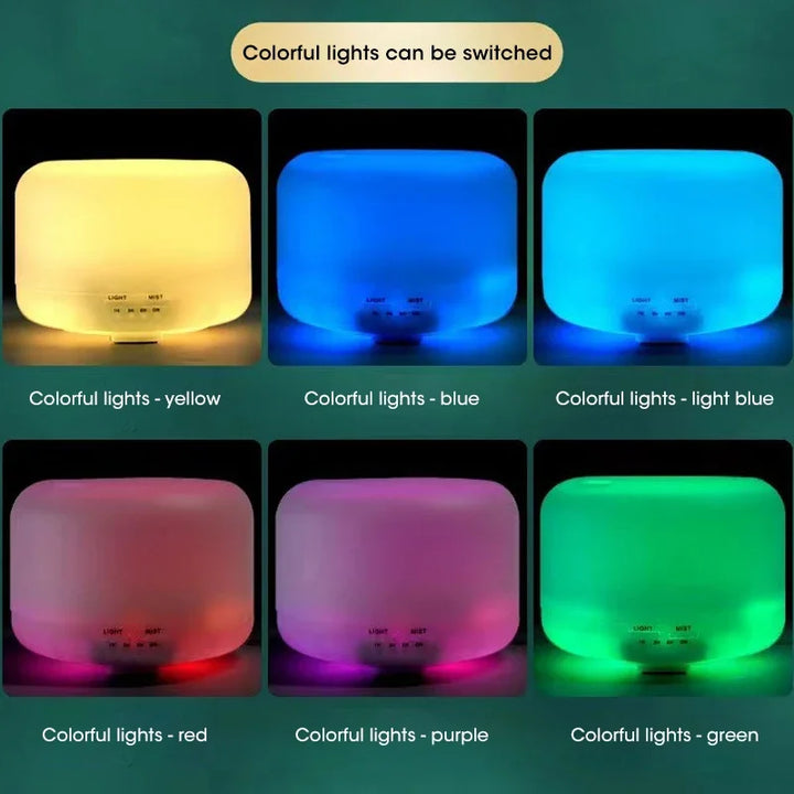 Diffuseur d'arômes Lunora | 500 ml | Humidificateur à ultrasons | Veilleuse LED | Fonctionnement USB
