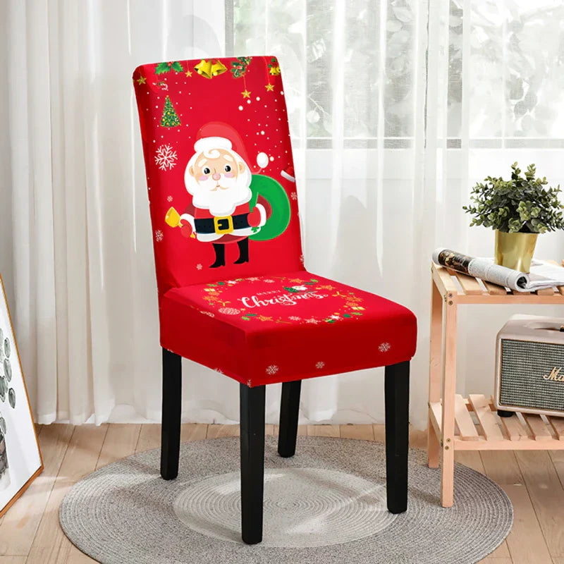 Housses de Chaise de Noël Festivella | Housses de Chaise Extensibles en Tissu Élastique | Lavables & Réutilisables | Pour Salle à Manger & Fêtes
