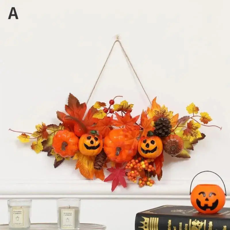 Autumnia | Guirlande Citrouille-Érable | Décoration d'Automne & Halloween | 1 pièce