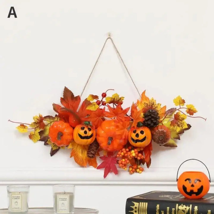 Autumnia | Guirlande Citrouille-Érable | Décoration d'Automne & Halloween | 1 pièce