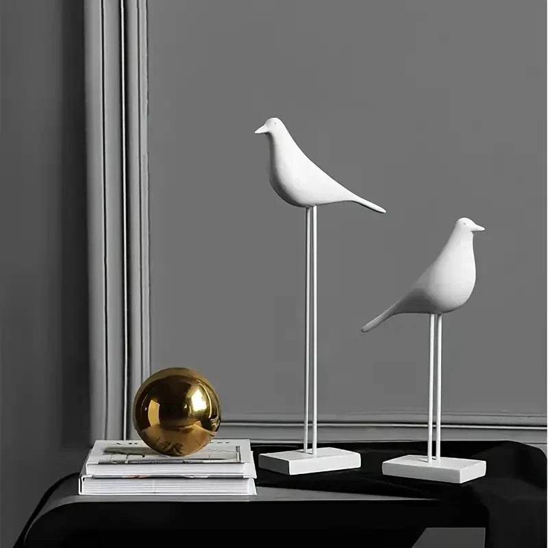 Figurine Deko NordicBird | Statue d'oiseau peinte à la main en résine | Accessoire de décoration scandinave | Décoration de table et de bureau