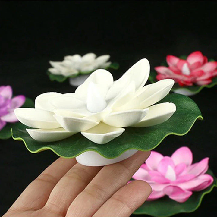 Lampe Lotus Flottante LUMILYA | Capteur d'eau LED | Lumière Blanc Chaud | Pour Étang, Jardin & Fêtes