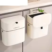 Poubelle suspendue CleanFold SquareBin | Avec couvercle rabattable et grande capacité | Pour salle de bain, cuisine et WC | 25,5 × 15 × 28,3 cm