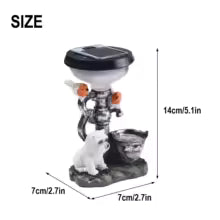 SOLARIA Figurine de Jardin Animaux | Statue Décorative Solaire en Résine | Avec Pot de Fleurs & Lumière LED | 12 × 6 × 6 cm