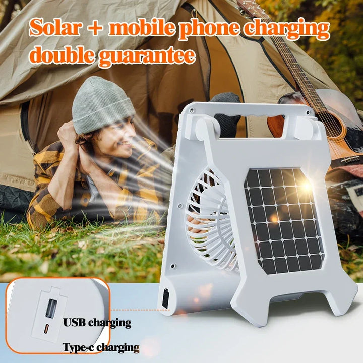 Ventilateur de Camping Solaire | Panneau Solaire Pliable | Powerbank & Lumière LED | Ultra-Léger  Marque : VenturioX