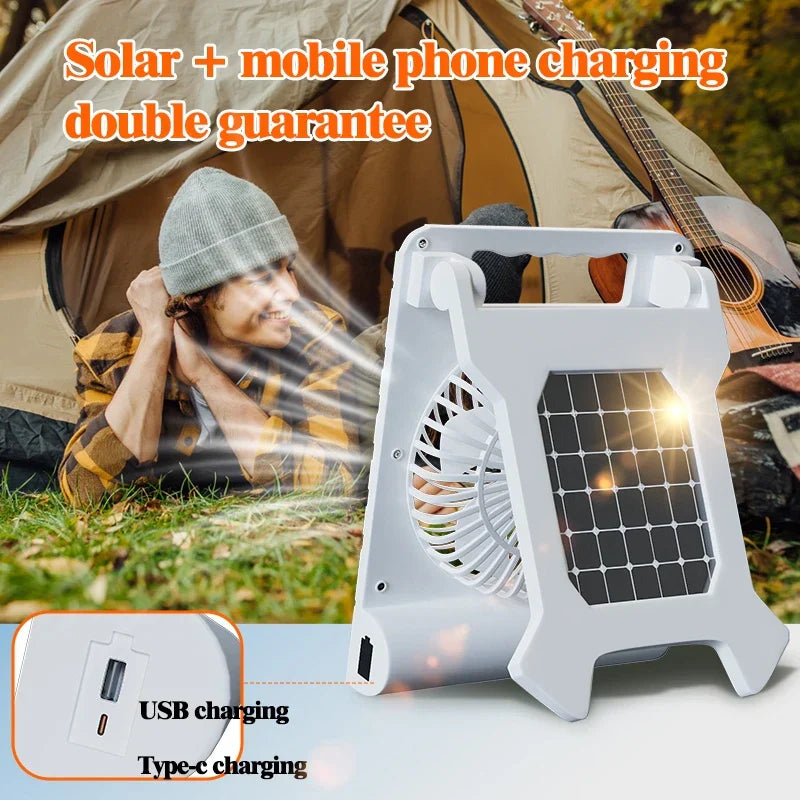 Ventilateur de Camping Solaire | Panneau Solaire Pliable | Powerbank & Lumière LED | Ultra-Léger  Marque: VenturioX