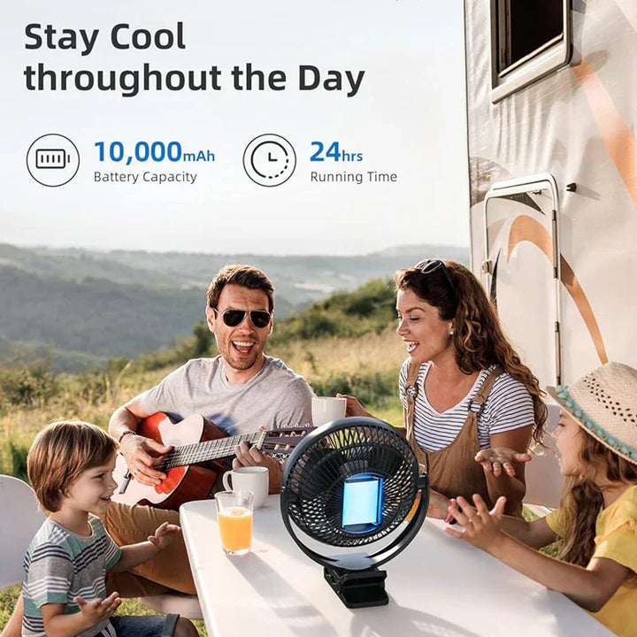 Clip-Ventilateur BreeziClip | 8 pouces | Silencieux & Rechargeable | Batterie de 10.000 mAh | Pour poussettes, camping & à la maison