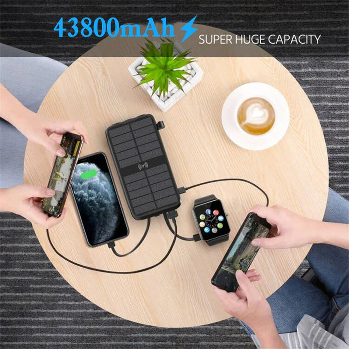Batterie Solaire VoltCore X Pro 43800mAh | Charge Rapide 20W | Charge Sans Fil 10W | Câbles Intégrés & Lampe LED | Extérieur & Voyage