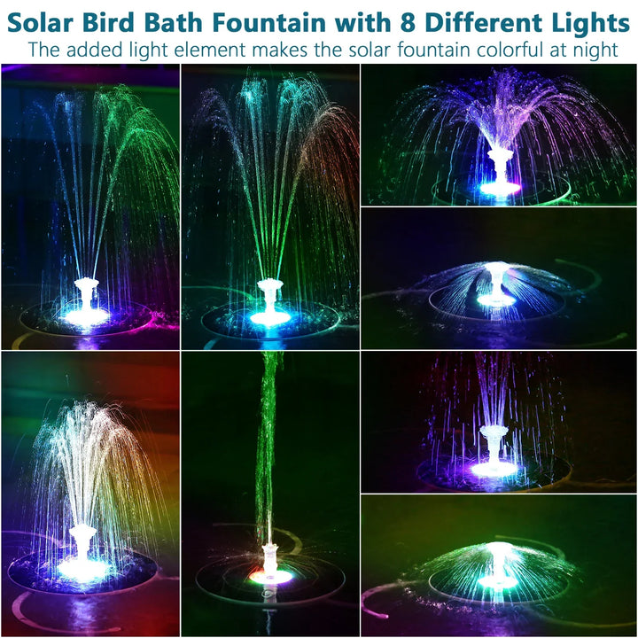Pompe de Fontaine Solaire Solavera 6,5W | Avec LED & Batterie 5000mAh | 16 Buses | Pour Étang & Jardin