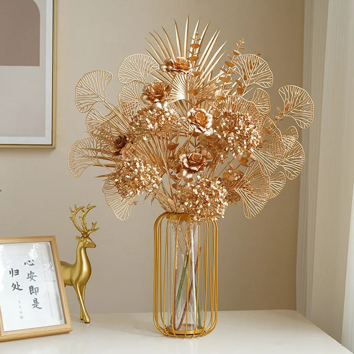 Série Dekoblume Or | Feuilles de palmier, Ginkgo & Eucalyptus | Fleur artificielle 67–84 cm | Mariage & Noël