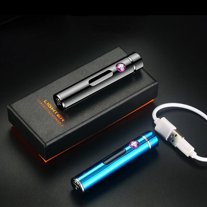 Voltrino Zylinder-USB-Feuerzeug | Technologie à double arc | Rechargeable & Résistant au vent | Élégant boîtier en métal pour hommes