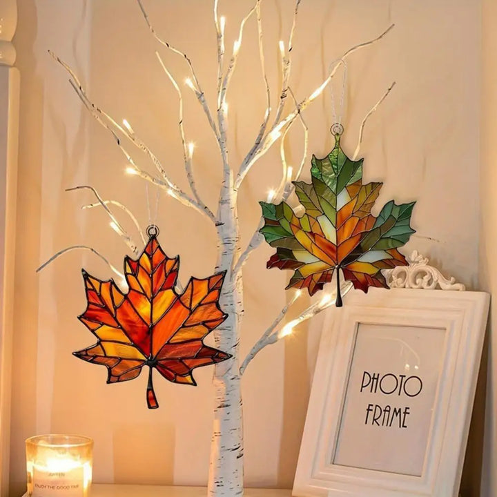 AutumnGlow | Attrape-soleil en feuille d'érable | Décoration de fenêtre et mur en acrylique | Jeu de lumière automnal 10×8 cm