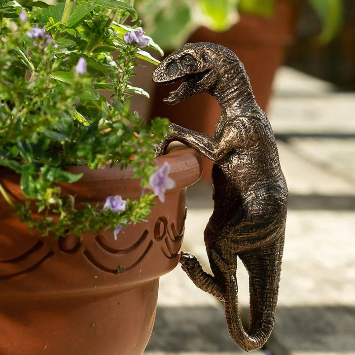 Figurine de pot de fleurs Dinora | Figurine de pot de fleurs dinosaure | Résine | Peint à la main et résistant aux intempéries | Décoration pour le jardin et la maison