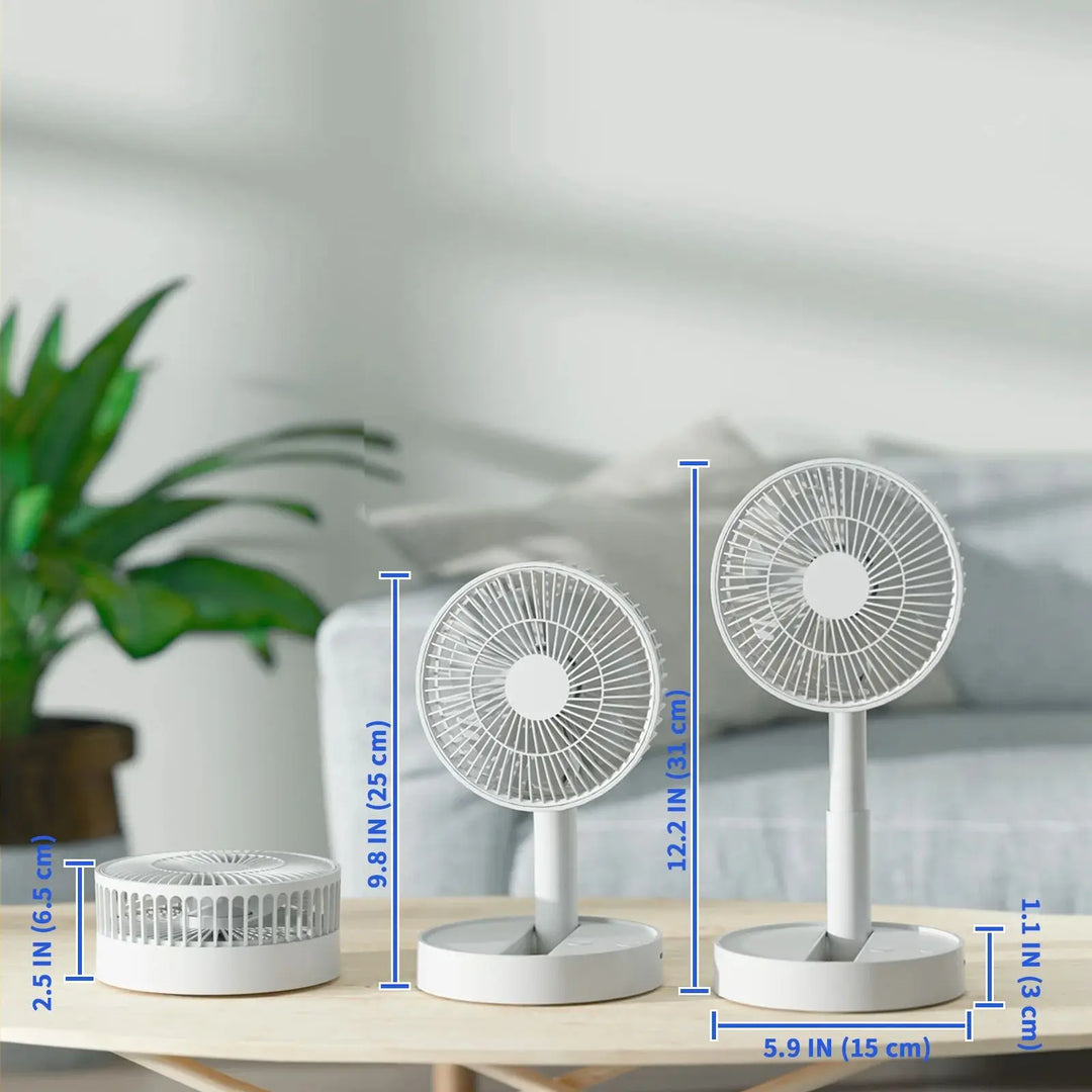 Ventilateur pliant AeroFold | Ventilateur USB à 4 vitesses avec minuterie | Compact & Silencieux | Pour intérieur & extérieur