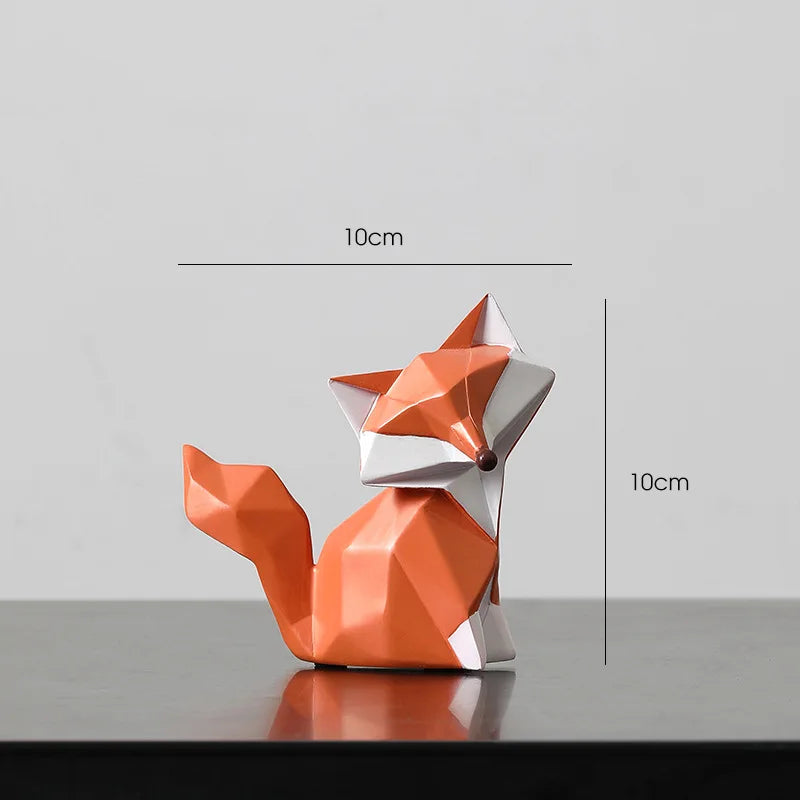 GeoFuchs Sculpture | Figure Géométrique | Décoration Moderne pour la Maison | Résine Fait Main