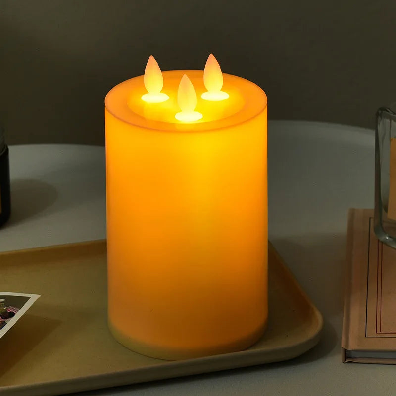 Luminara Trio Bougie LED avec 3 mèches | Lumière de bougie vacillante | Sans fumée & Fonctionne sur piles