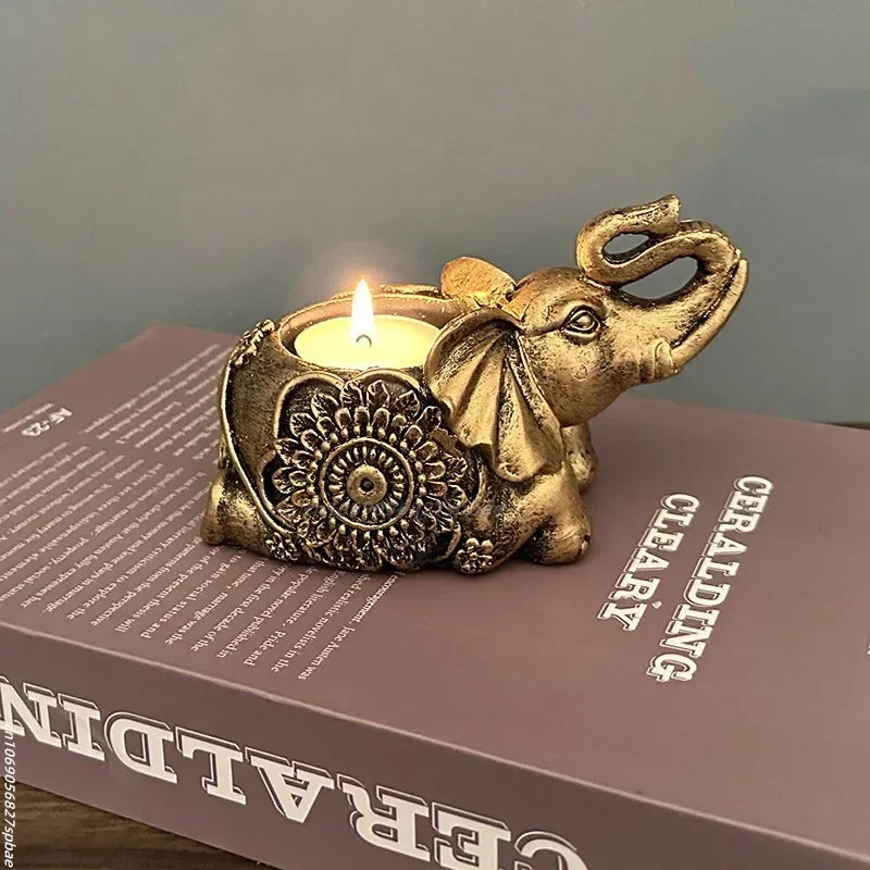 Support de bougie chauffe-plat éléphant Elevara | Fait main & riche en détails | Accessoire décoratif pour la maison | Résine 13×13 cm / 13×9 cm