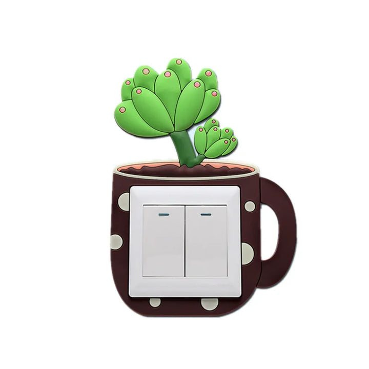Lumosil Autocollant 3D Lumineux Interrupteur Cactus | Protection Murale en Silicone pour Interrupteurs & Prises | 8,6 × 8,6 cm