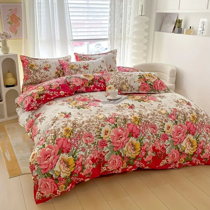 Ensemble de literie Floralis | 3 pièces | Microfibre | Imprimé floral & design réversible