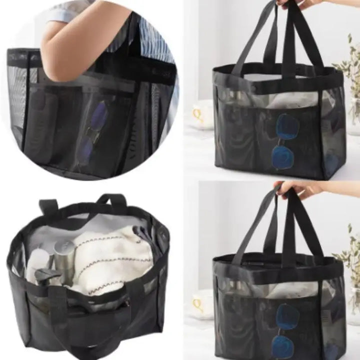 Sac de plage AEROWAVE Mesh | Grand & Respirant | Pour la plage, le sport & les voyages | Léger & Sèche rapidement | Noir