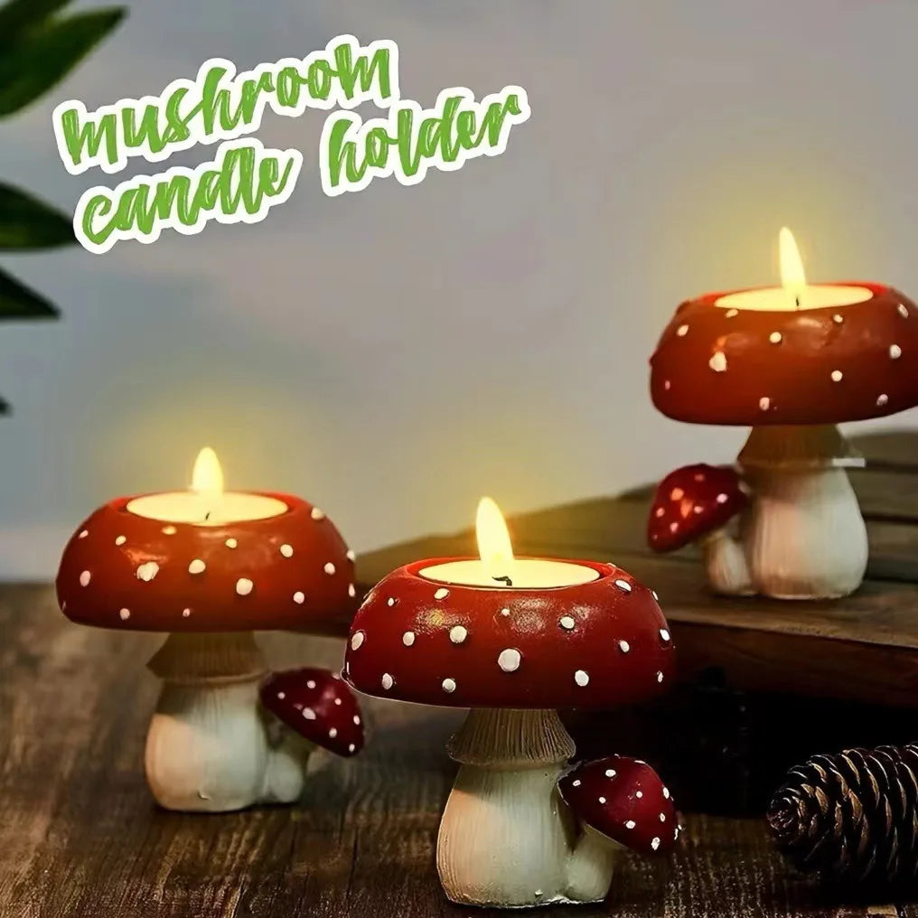Mycora Porte-bougie Champignon | Décoration artisanale en résine | Porte-thé et accessoire de maison | Design inspiré de la nature