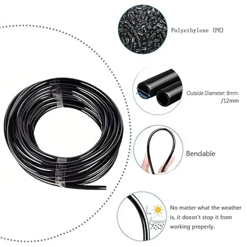 AquaFlex Pro360 Système d'irrigation automatique 20 m | Buses de pulvérisation réglables à 360° | Kit d'irrigation par brumisation DIY | Pour jardin, potager & terrasse