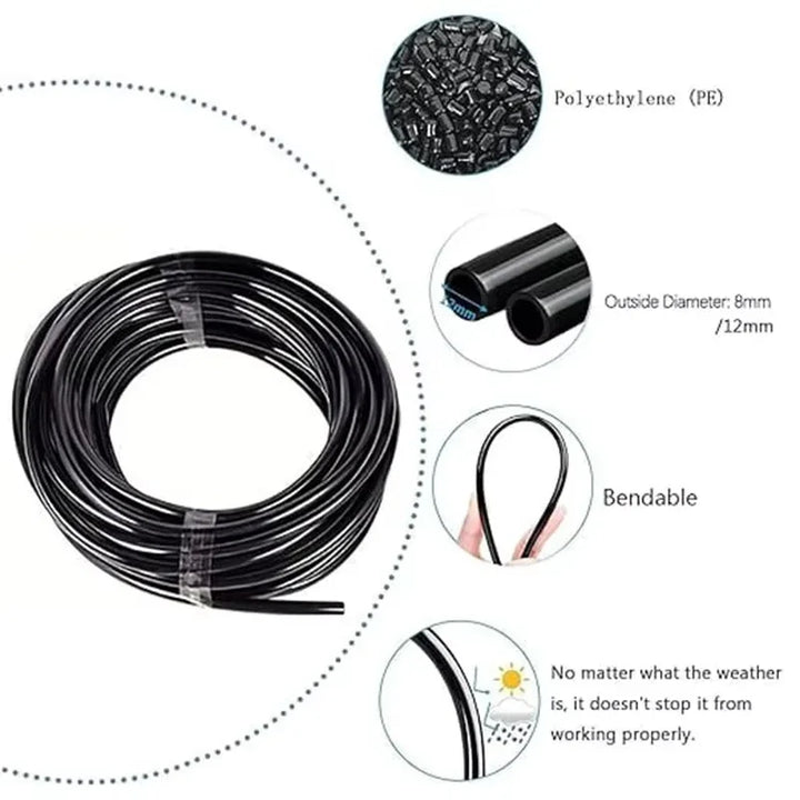 AquaFlex Pro360 Système d'irrigation automatique 20 m | Buses de pulvérisation réglables à 360° | Kit d'irrigation par brumisation DIY | Pour jardin, potager & terrasse